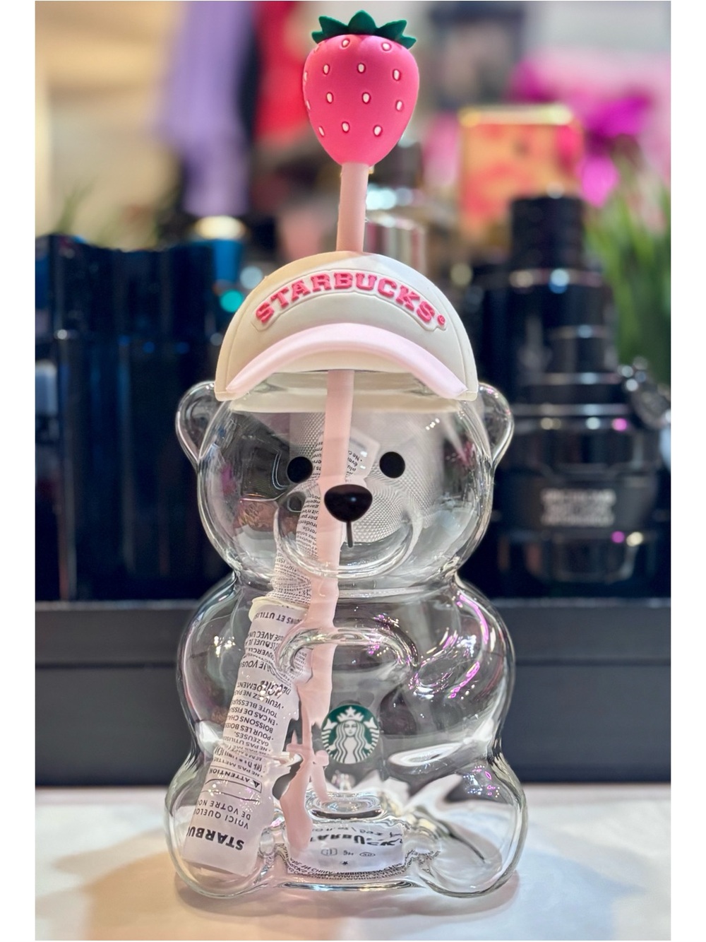 Starbucks Pink Bearista Limited Edition Glass Cup. Authentic NEW
